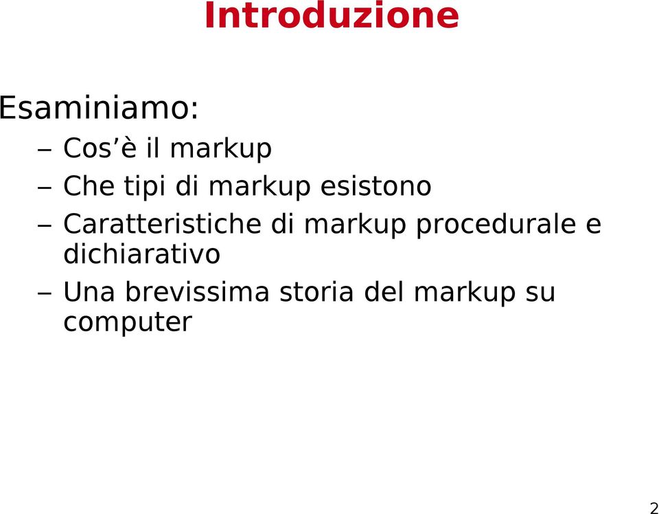 Caratteristiche di markup procedurale e