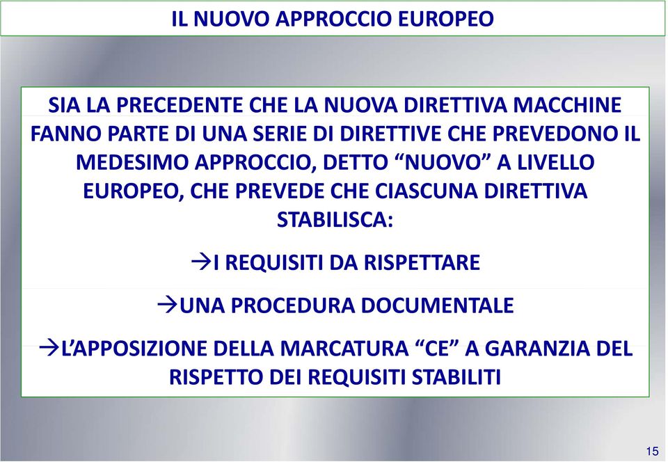 CHE PREVEDE CHE CIASCUNA DIRETTIVA STABILISCA: I REQUISITI DA RISPETTARE UNA PROCEDURA