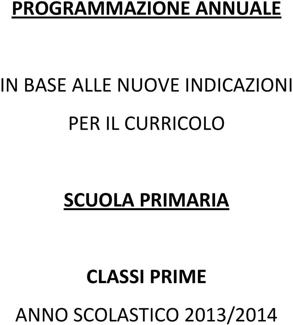 CURRICOLO SCUOLA PRIMARIA