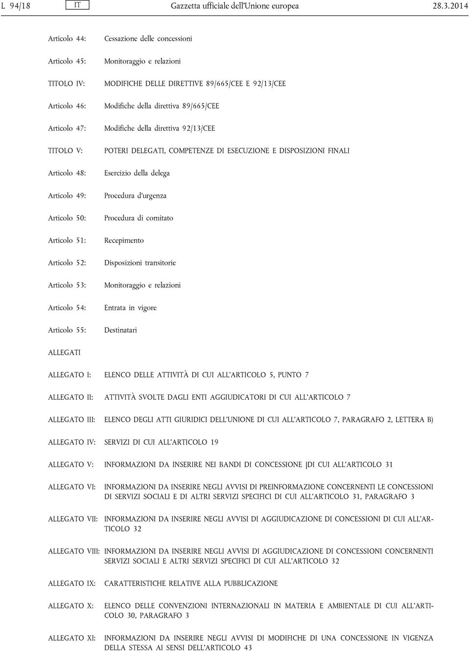 concessioni Monitoraggio e relazioni MODIFICHE DELLE DIRETTIVE 89/665/CEE E 92/13/CEE Modifiche della direttiva 89/665/CEE Modifiche della direttiva 92/13/CEE POTERI DELEGATI, COMPETENZE DI