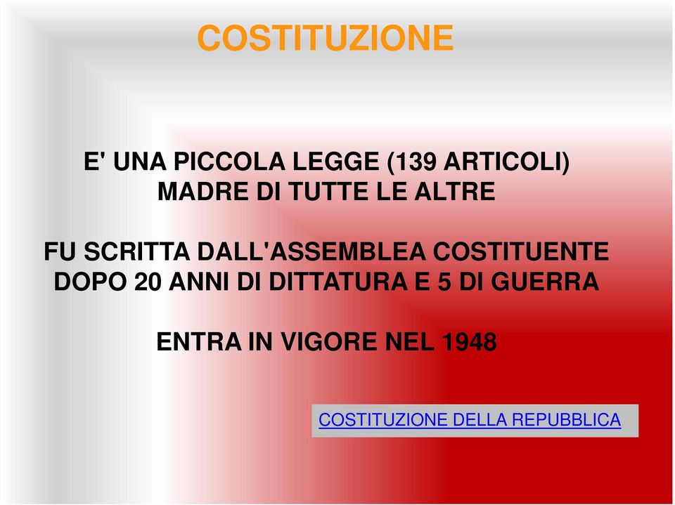 COSTITUENTE DOPO 20 ANNI DI DITTATURA E 5 DI GUERRA