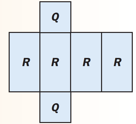 Alcuni esempi Il solido P è un prisma quadrangolare regolare, quindi è retto, le facce laterali sono 4 rettangoli R congruenti e le sue basi sono due quadrati
