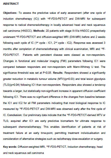 L'imaging multimodale per la valutazione precoce di efficacia della chemioterapia di induzione nei pazienti affetti da neoplasia cervicocefalica: