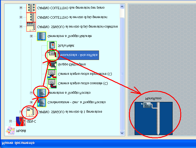 Singolo>>Generatore a tiraggio forzato>>pressurizzata: Nella parte di Dx si trova l icona del sistema Monoflusso, procedere