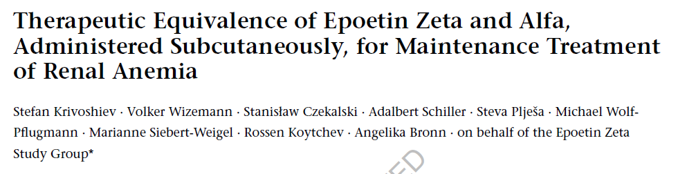 Studio Epoetina Zeta SC nell anemia associata a insufficienza renale cronica Obiettivo Primario Dimostrare l equivalenza terapeutica dell epoetina zeta e dell epoetina alfa per via sc nel
