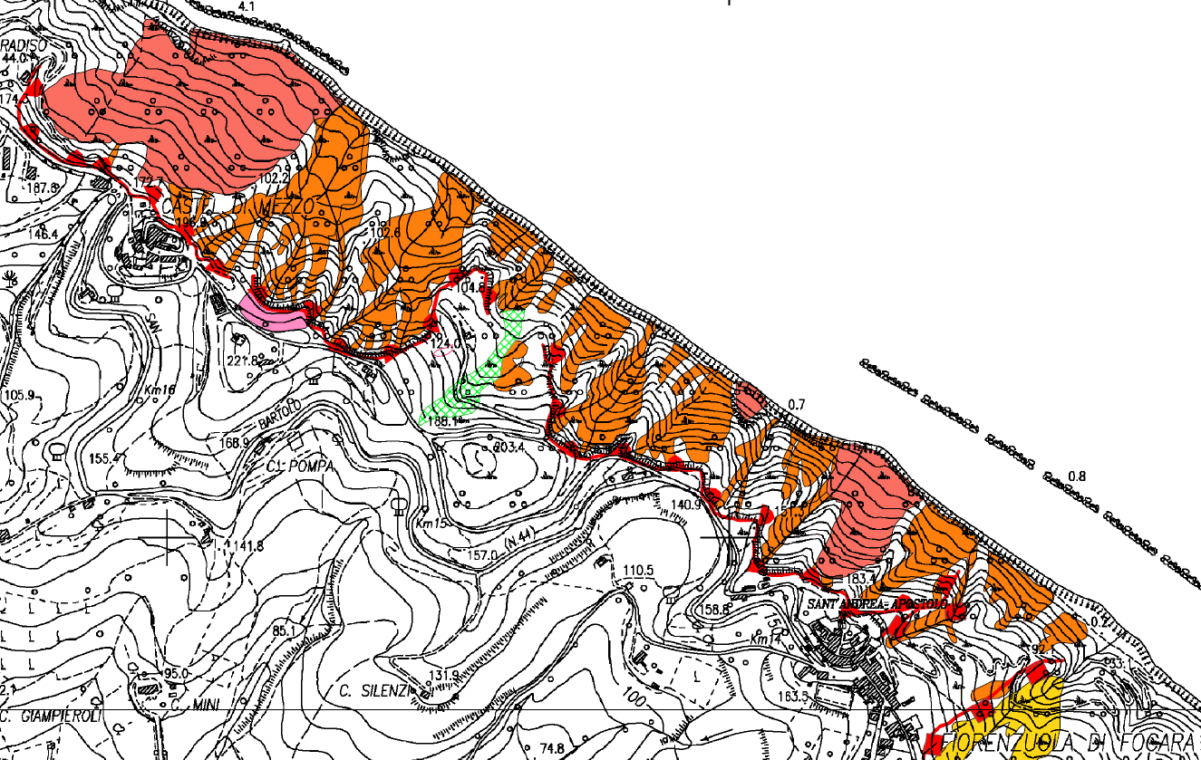 Progetto di Variante PAI 2016 \ Sviluppo della franosità dal 1955 al 2000.