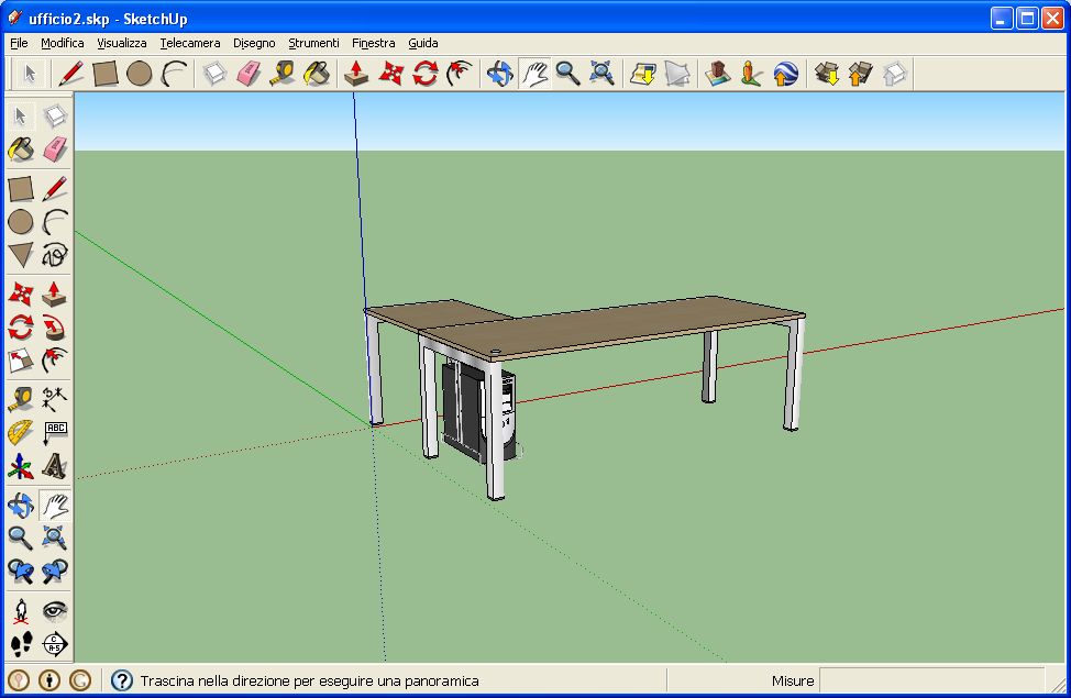 VISUALIZZAZIONE DI UN MODELLO 2) E possibile caricare direttamente la scrivania nel disegno: il risultato sarà più o meno quello mostrato in figura.