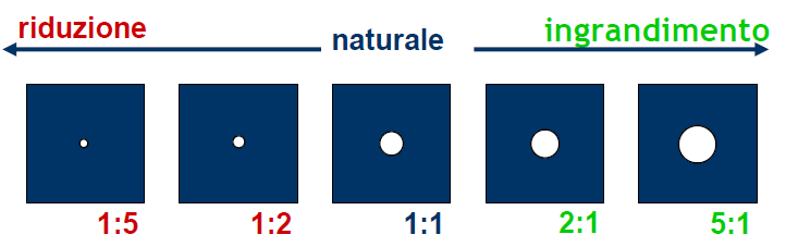 Scale grafiche di rappresentazione La scala può essere: al vero (1:1) di ingrandimento (10:1, 5:1, 2:1) di riduzione (1:2, 1:5, 1:20, 1:50,