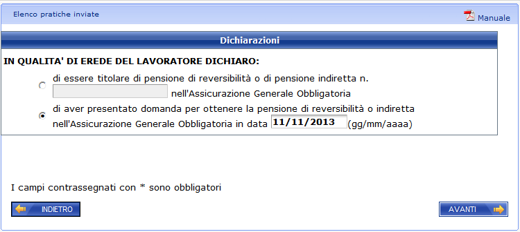 Figura 41 EREDE DICHIARAZIONI SULLA PENSIONE DI REVERSIBILITÀ 5.1.7.