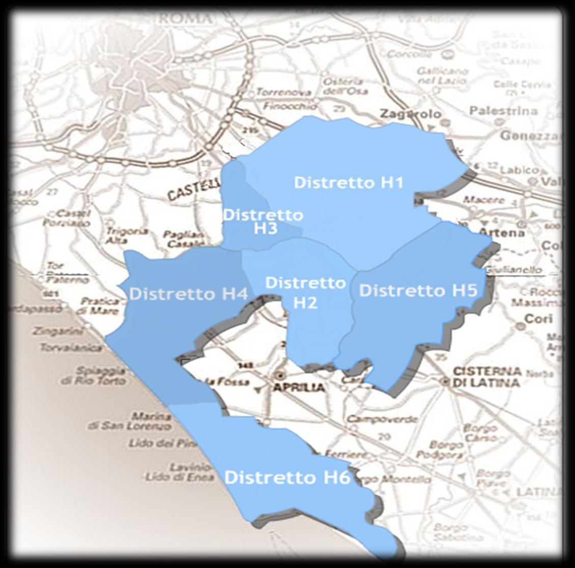 H3 (79.506 ab.) Ciampino Marino H2 (109.019 ab.) Albano Laziale Castel Gandolfo Ariccia Genzano di Roma Nemi Lanuvio H4 (109.492 ab.) Ardea Pomezia ASL RM H 21 comuni - 561.