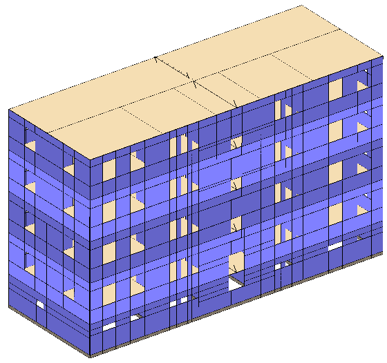 76 18 In figura 6 è riportata un immagine del modello globale tridimensionale dell'edificio implementato nel codice 3DMacro.