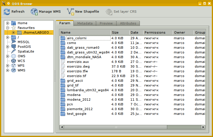 presentazione QGIS Browser gestione di dati e metadati