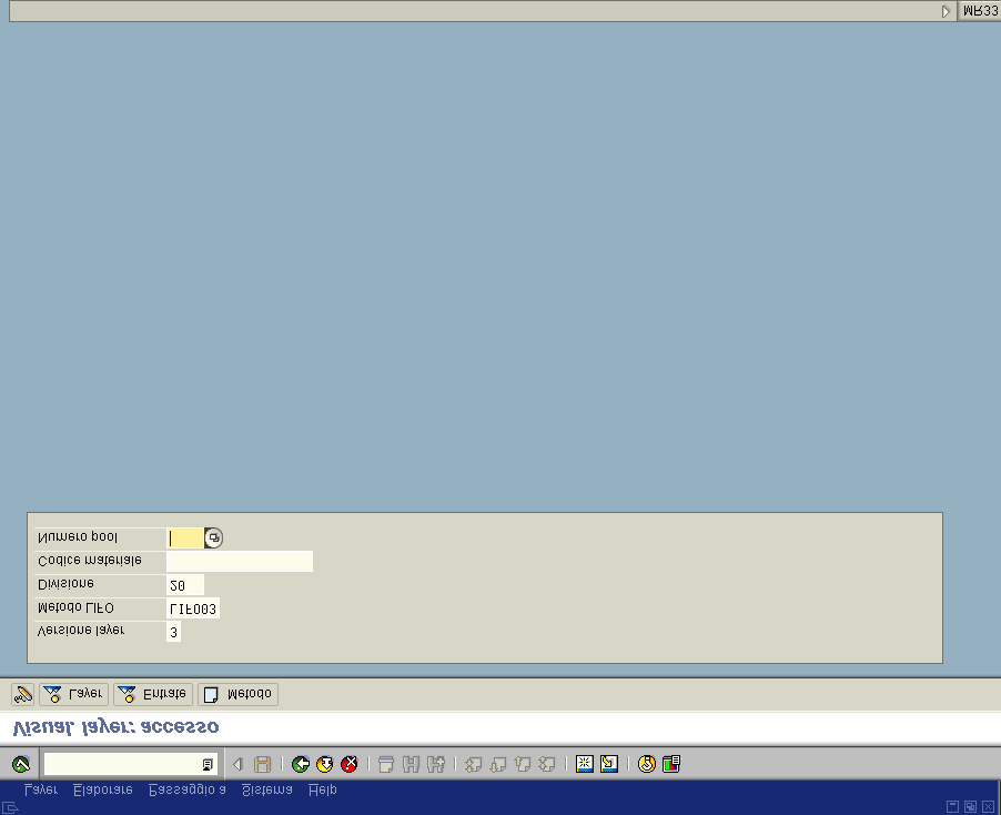 La seguente transazione è utilizzabile al fine di ottenere la visualizzazione del layer creato. Inserire: Versione layer: indicare la versione del layer Metodo lifo: indicare LIFO03.