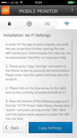 4.3 Impostazioni Wi-Fi Seguire le istruzioni riportate qui di seguito per settare le impostazioni Wi-Fi in 6