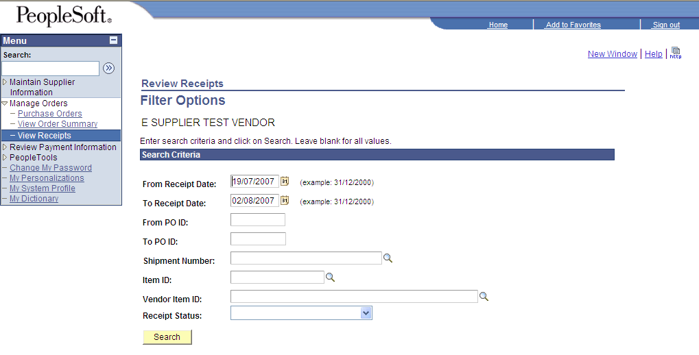 Capitolo 5: Ricevimenti Dal Menu Principale cliccate sul link Manage Orders.