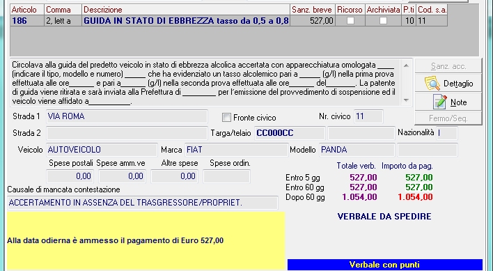 Funzionalità disponibili Consultazione verbali La funzione di consultazione dei verbali è stata adattata per includere le informazioni dello sconto.