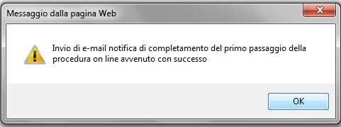 19) Procedura guidata di presentazione del progetto Dopo aver inviato elettronicamente la domanda, come indicato al precedente punto 18 (terzo radio button), compare a video il