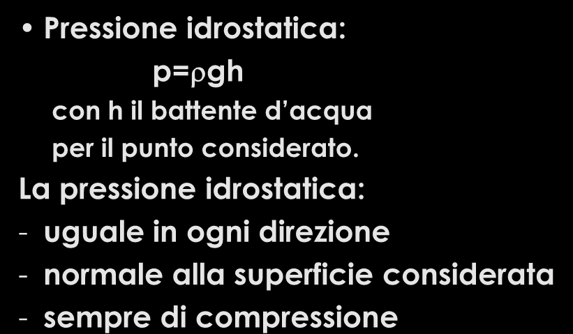 La pressione idrostatica: - uguale in ogni direzione -