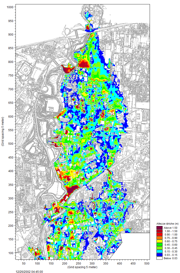 Studio idraulico Costruzione del modello bidimensionale delle aree allagabili (codice MIKE 21) ed accoppiamento con il modello monodimensionale mediante collegamenti laterali.