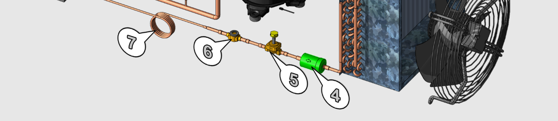 FUNZIONAMENTO \\\\\\\\\\\\\\\\\\\\\\\\\\\\\ 1 2 3 Compressore scroll frigorifero Comprime il gas da inviare al condensatore frigorifero 8 Pressostati Dispositivi di sicurezza e di controllo del