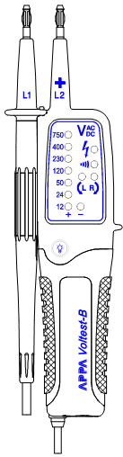 3. NOMENCLATURA DELLE PARTI 2 3 4 1 5 8 6 7 1 Protezione retrattile (IP20) 2 Elettrodo di contatto del puntale di misura mobile L1, polo negativo -.