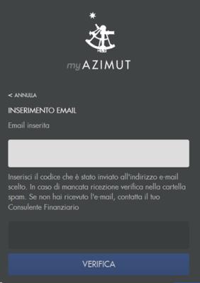 Viene quindi richiesto l inserimento del codice ricevuto all indirizzo e-mail.