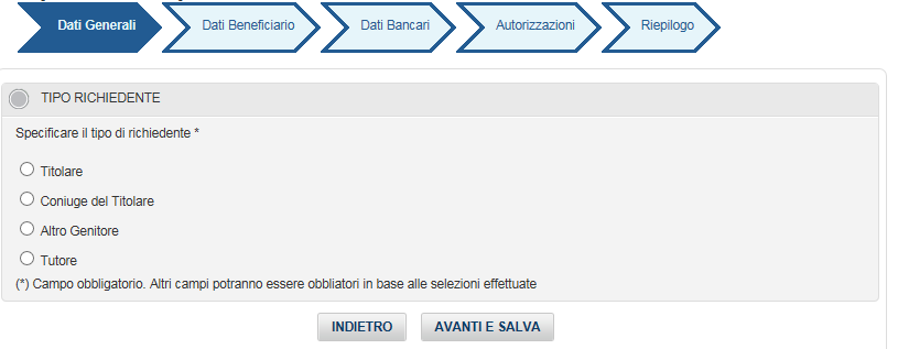 Figura 3: Dati Generali Tipo richiedente 2.2.1.