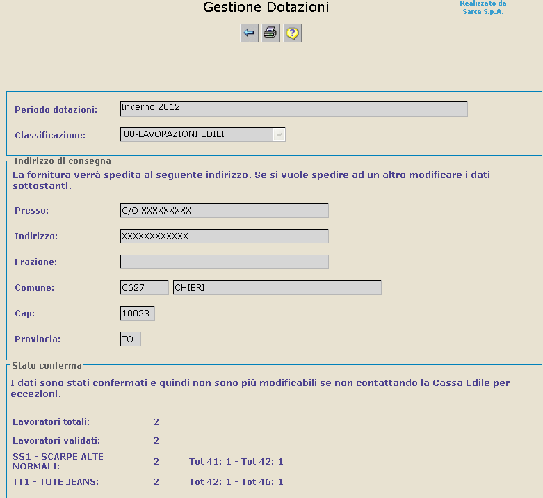 A completamento dell ordine appena effettuato e come ulteriore conferma di avvenuta richiesta per la ditta,