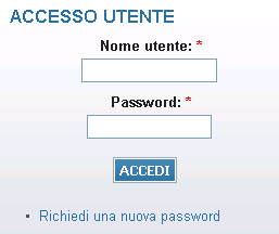 PRIMO ACCESSO AL SISTEMA Al primo accesso il sistema richiederà all utente, per ovvi motivi di riservatezza, la creazione di una nuova password, presentando la