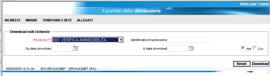 Il passaggio successivo è quello di selezionare dal menù a tendina l esito che si è intenzionati a scaricare, cliccando poi sul tasto Download.