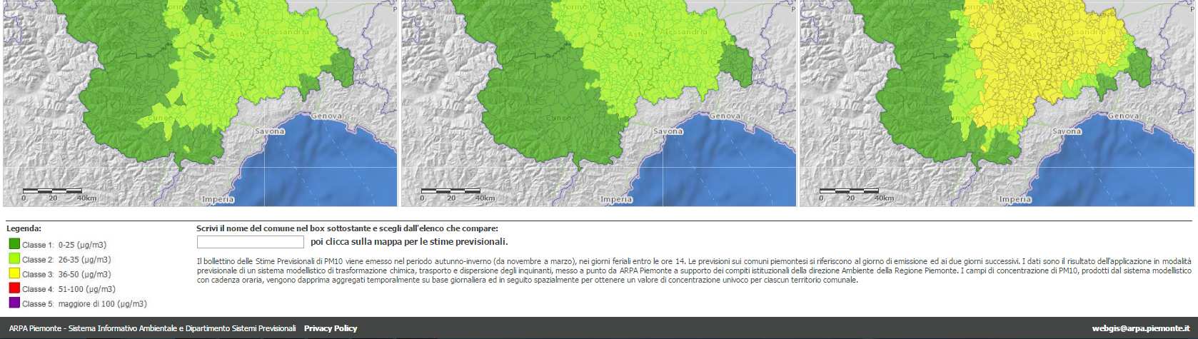 Accesso pubblico Il bollettino delle Stime Previsionali di PM10