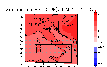 Proiezioni di Cambiamento Climatico: zoom sull Italia Cambiamento medio della Temperatura alla superficie simulato dai modelli PRUDENCE per l inverno e l estate, 2071-2100 rispetto a 1961-1990,