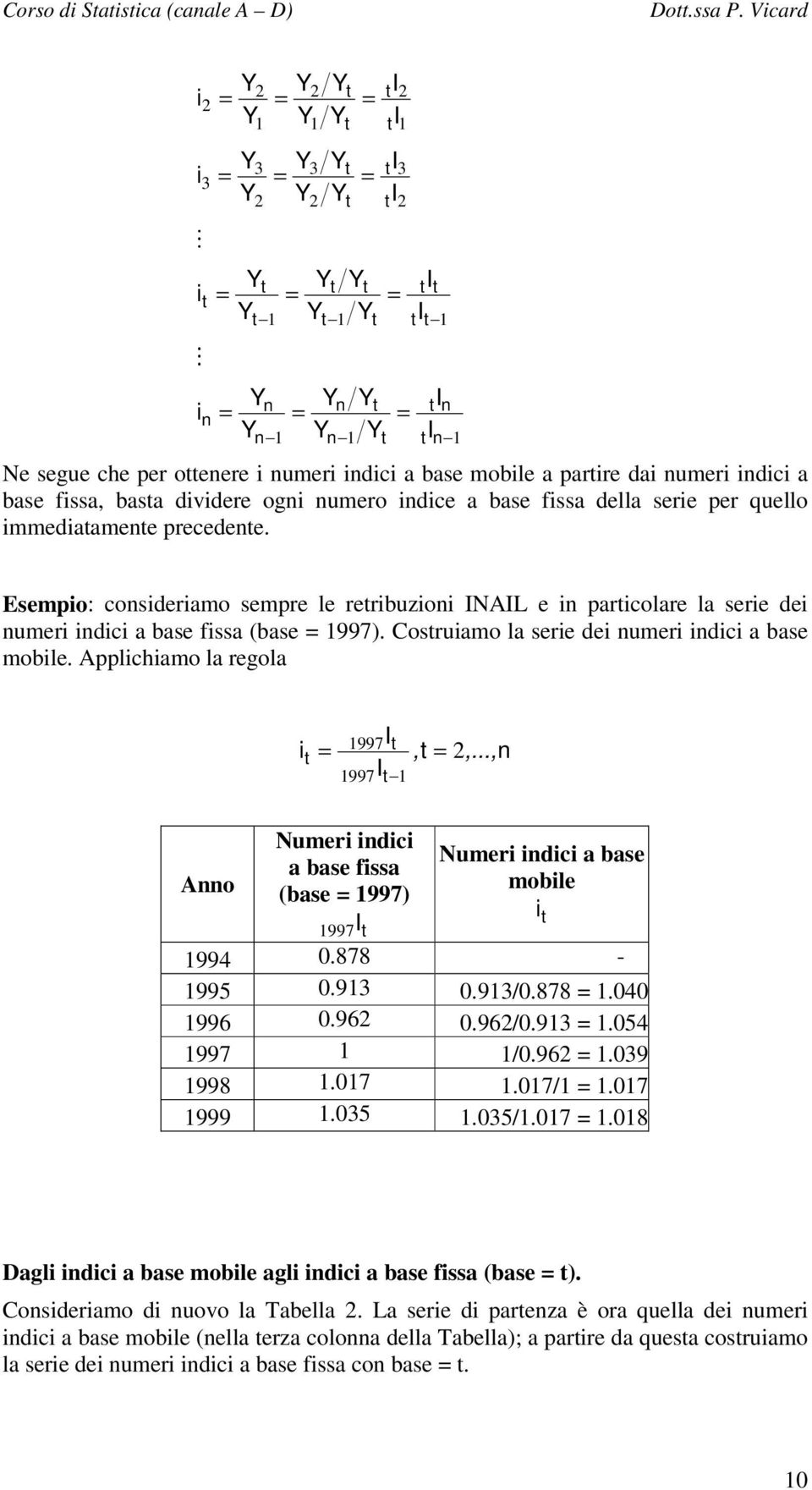 Esemo: cosderamo semre le rerbuzo NAL e arcolare la sere de umer dc a base fssa (base 997). Cosruamo la sere de umer dc a base moble. Alchamo la regola 997,,.