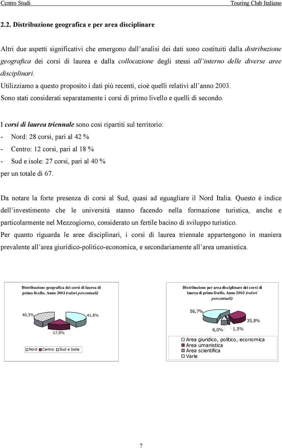 Sono stati considerati separatamente i corsi di primo livello e quelli di secondo.