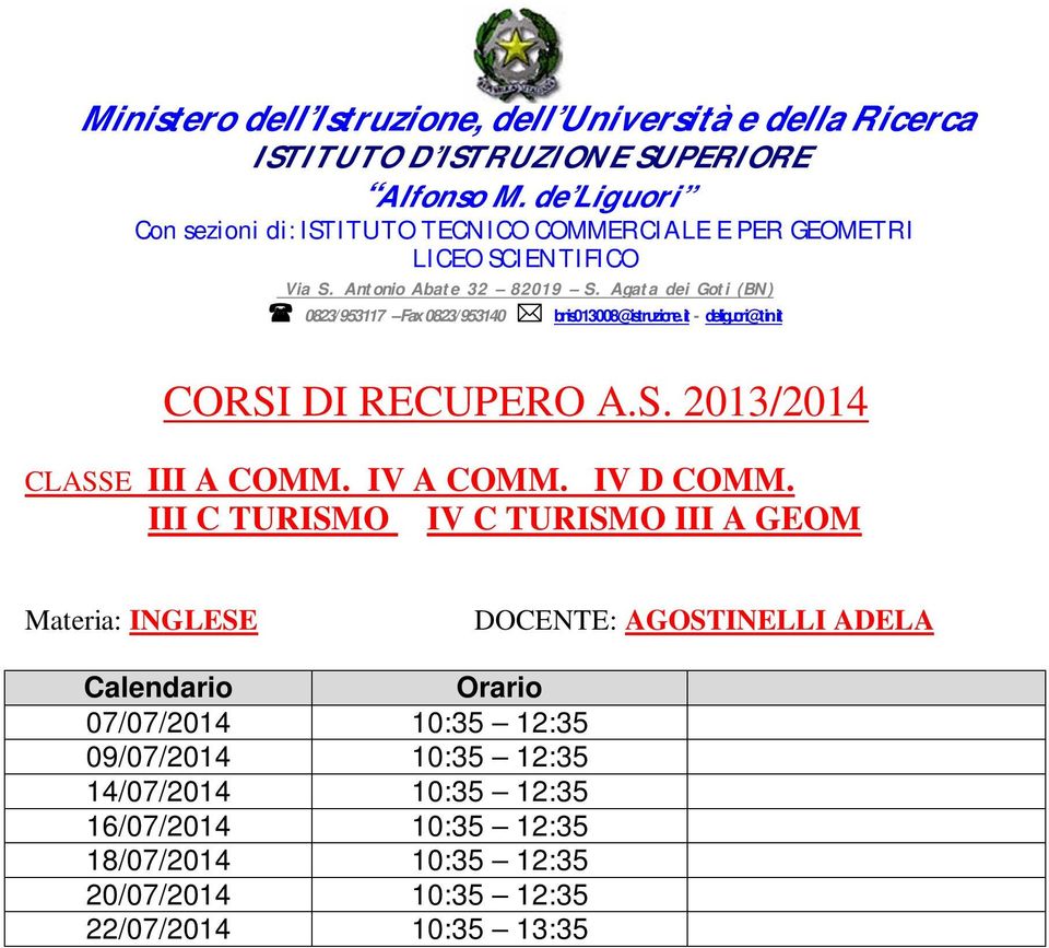 AGOSTINELLI ADELA 07/07/2014 10:35 12:35 09/07/2014 10:35 12:35