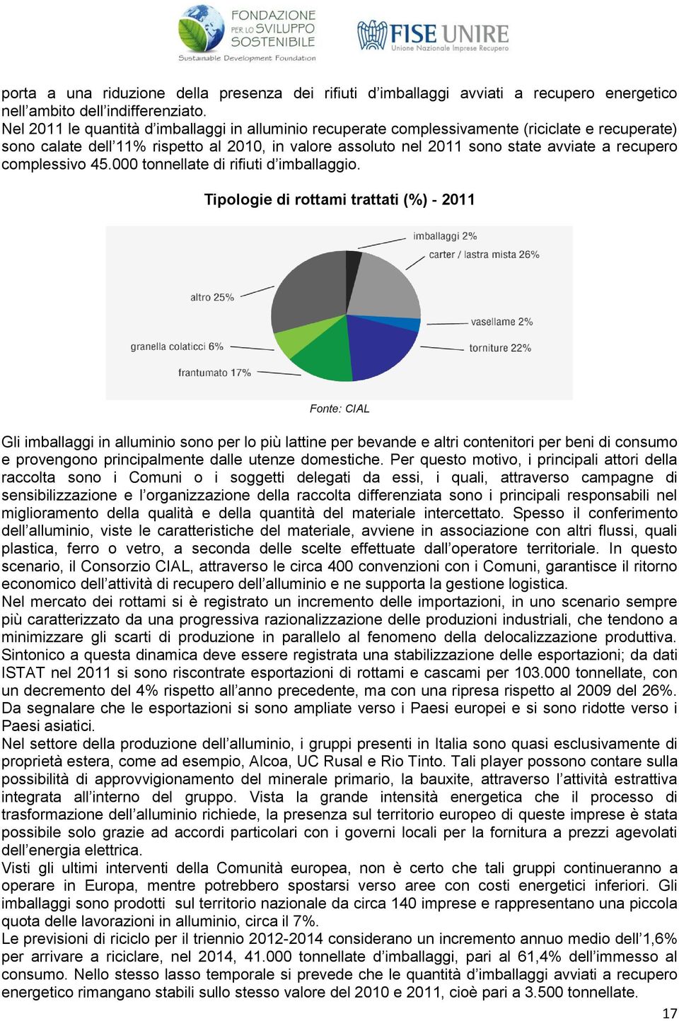 complessivo 45.000 tonnellate di rifiuti d imballaggio.