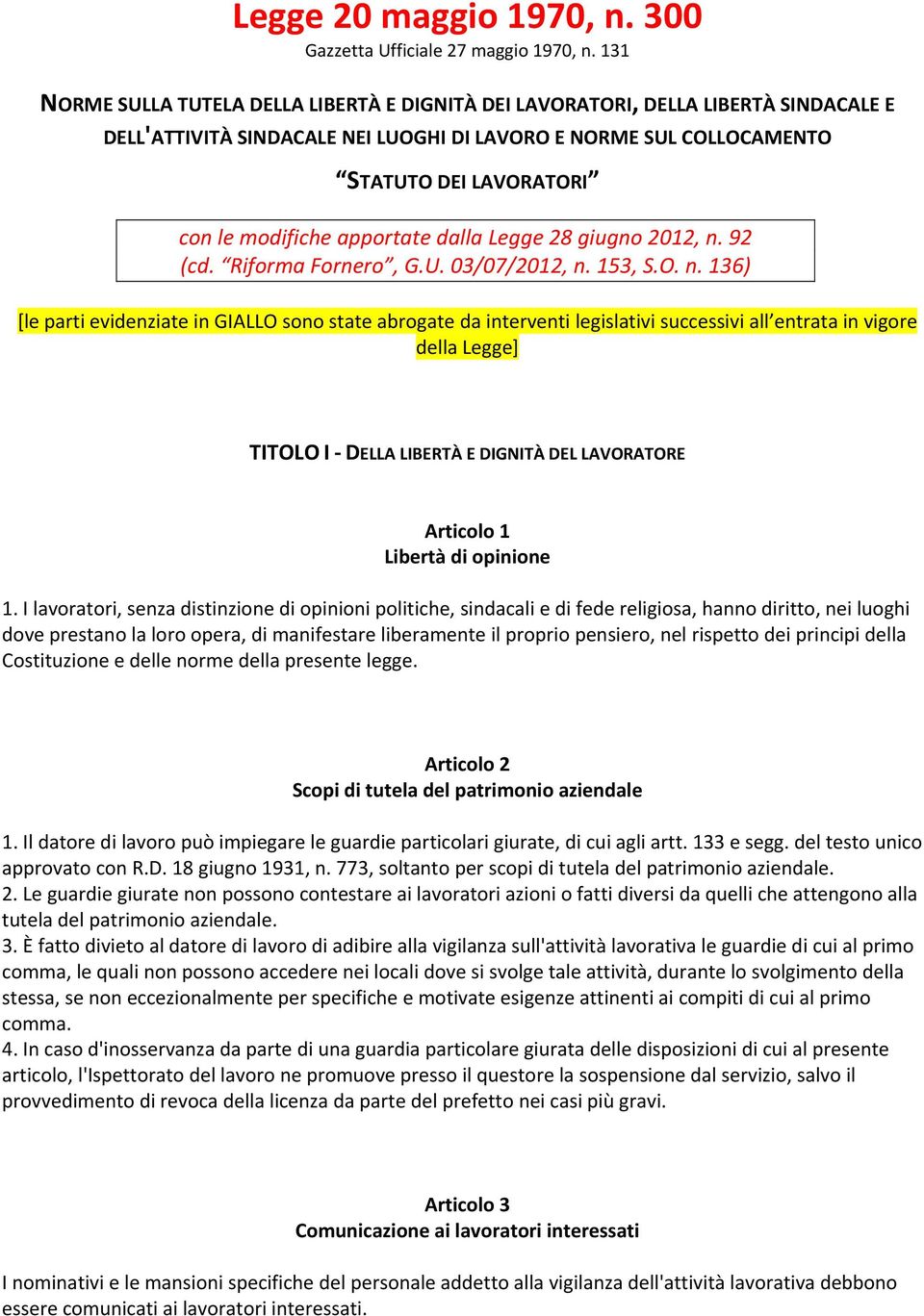 apportate dalla Legge 28 giugno 2012, n.