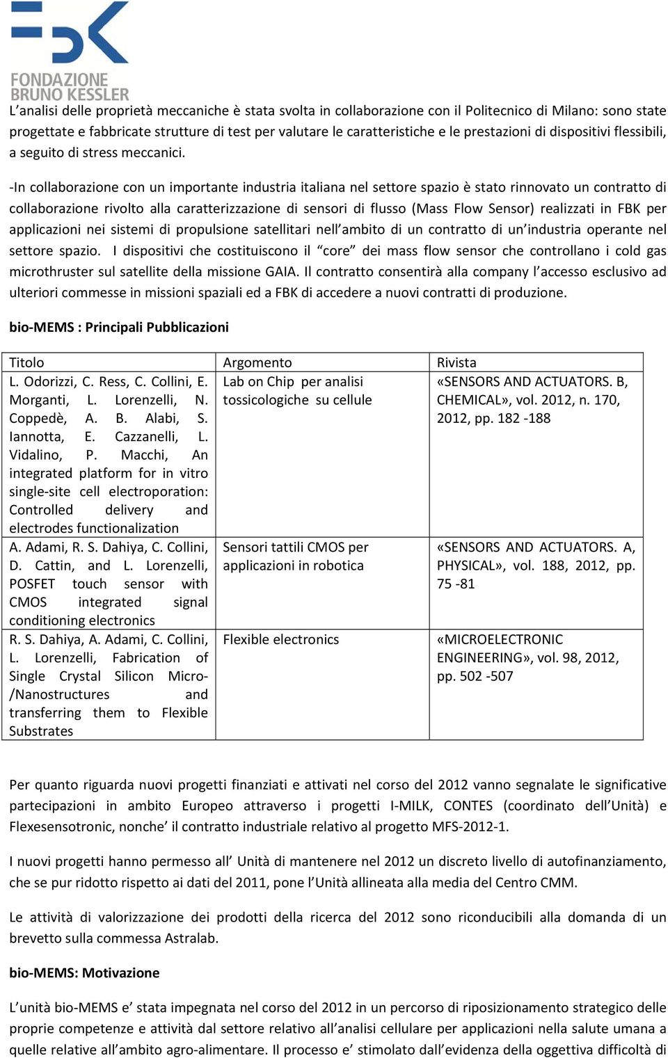 In collaborazione con un importante industria italiana nel settore spazio è stato rinnovato un contratto di collaborazione rivolto alla caratterizzazione di sensori di flusso (Mass Flow Sensor)