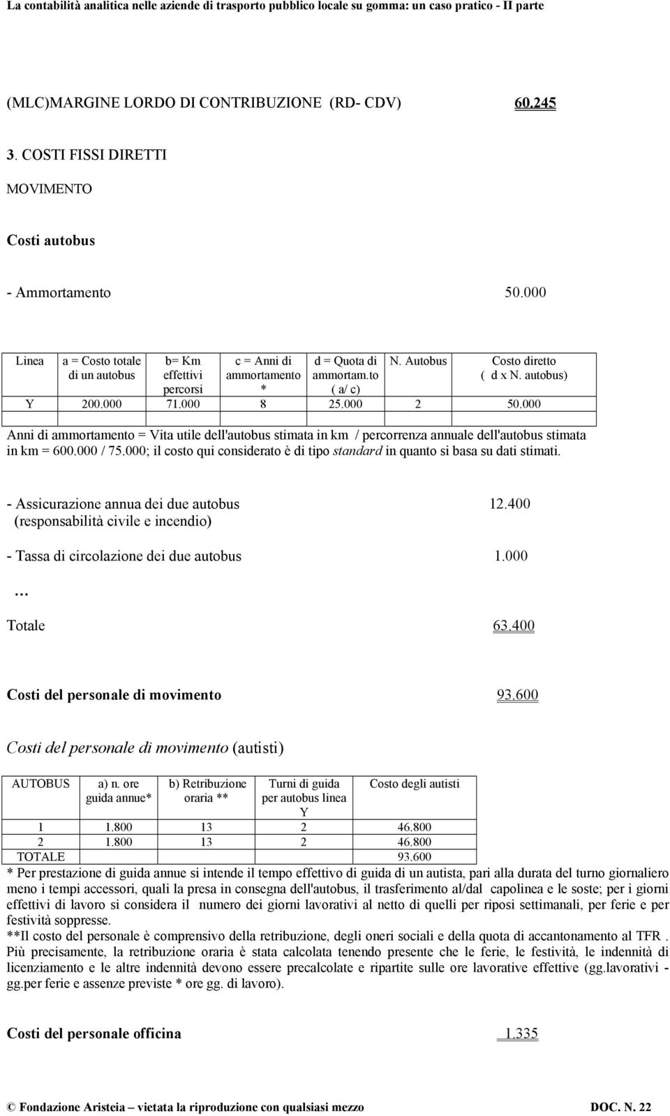 000 Anni di ammortamento = Vita utile dell'autobus stimata in km / percorrenza annuale dell'autobus stimata in km = 600.000 / 75.