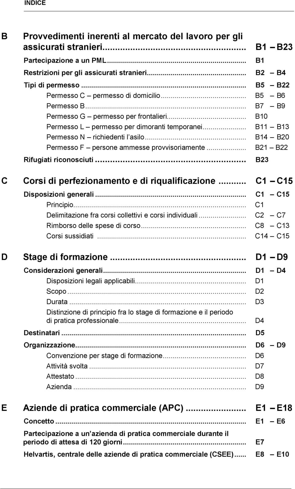 .. Permesso F persone ammesse provvisoriamente... Rifugiati riconosciuti... B1 B23 B1 B2 B4 B5 B22 B5 B6 B7 B9 B10 B11 B13 B14 B20 B21 B22 B23 C Corsi di perfezionamento e di riqualificazione.