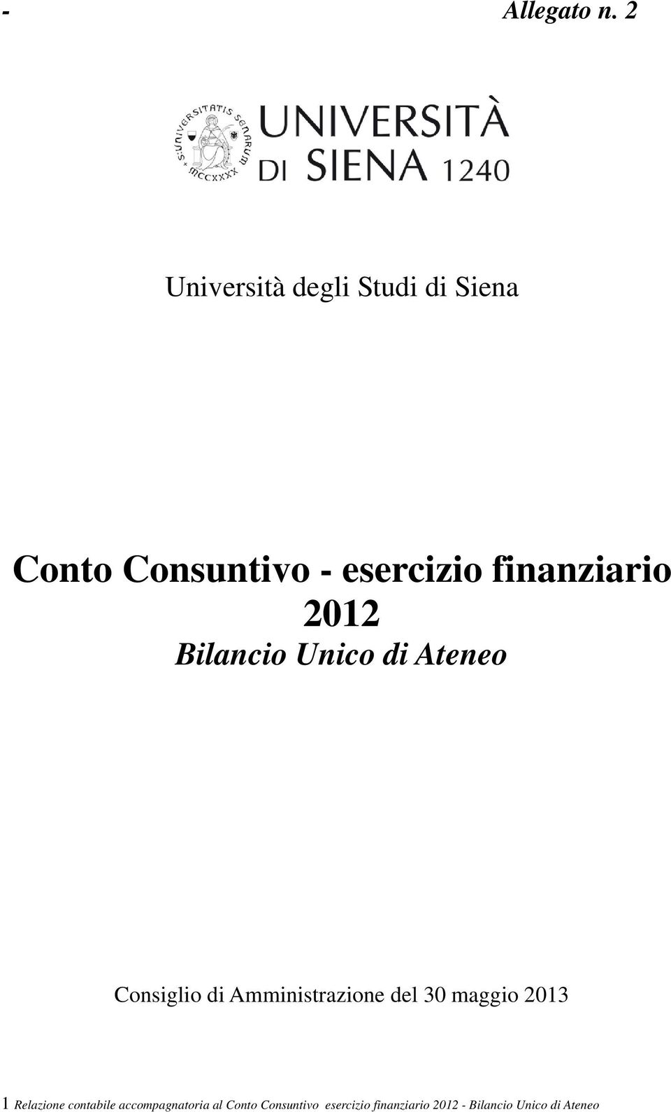 finanziario 2012 Bilancio Unico di Ateneo Consiglio di