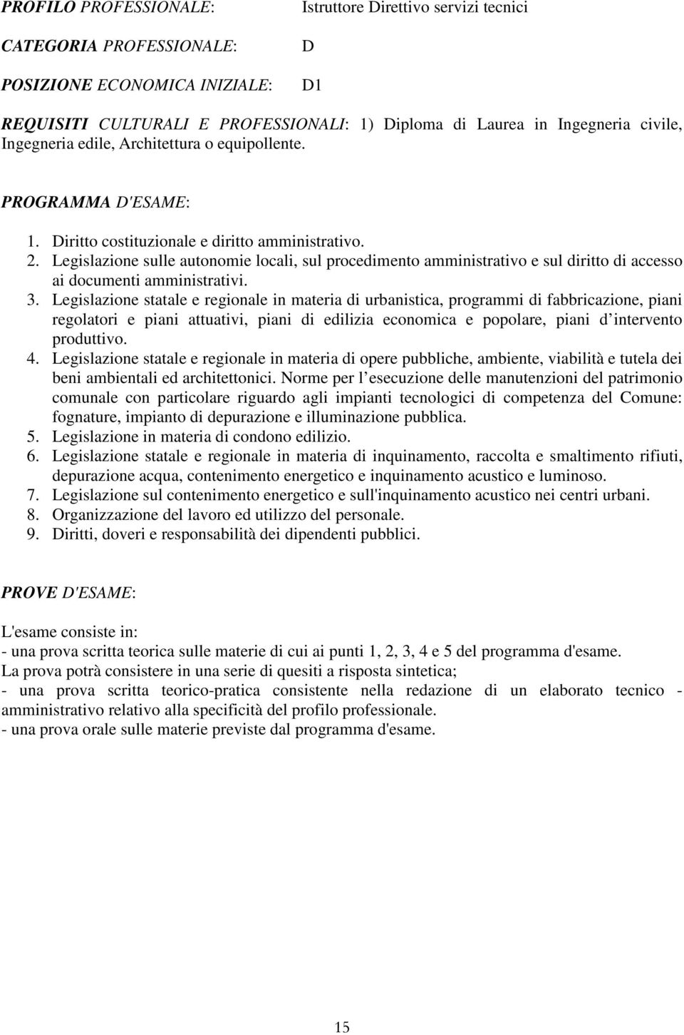 Legislazione statale e regionale in materia di urbanistica, programmi di fabbricazione, piani regolatori e piani attuativi, piani di edilizia economica e popolare, piani d intervento produttivo. 4.