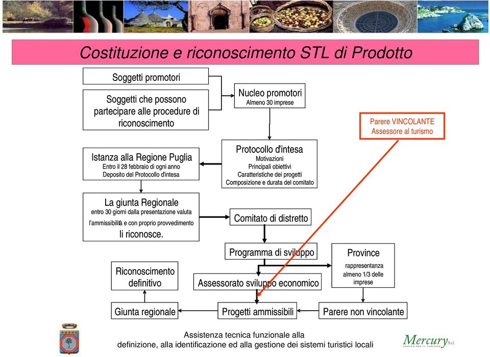 comitato Parere VINCOLANTE Assessore al turismo La giunta Regionale entro 30 giorni dalla presentazione valuta l ammissibilità e con proprio provvedimento li riconosce.