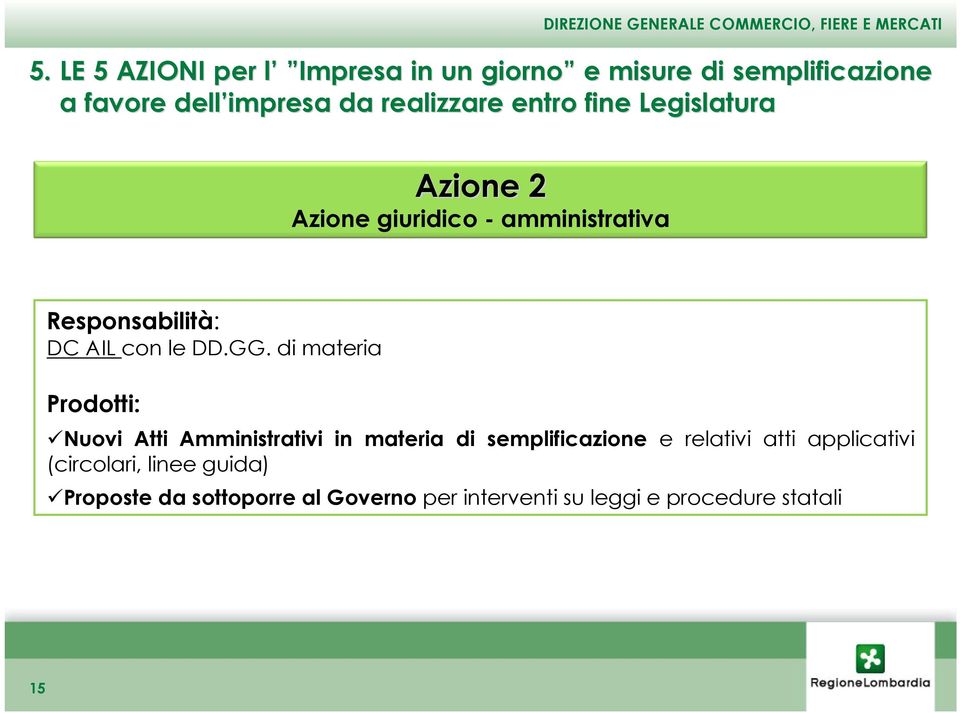 GG. di materia Prodotti: Nuovi Atti Amministrativi in materia di semplificazione e relativi atti