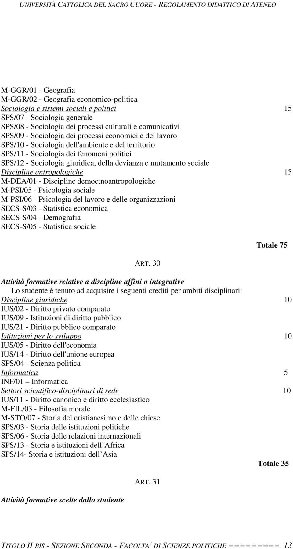 sociale Discipline antropologiche 15 M-DEA/01 - Discipline demoetnoantropologiche M-PSI/05 - Psicologia sociale M-PSI/06 - Psicologia del lavoro e delle organizzazioni SECS-S/03 - Statistica