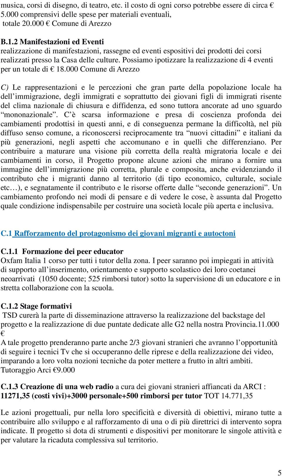 Possiamo ipotizzare la realizzazione di 4 eventi per un totale di 18.