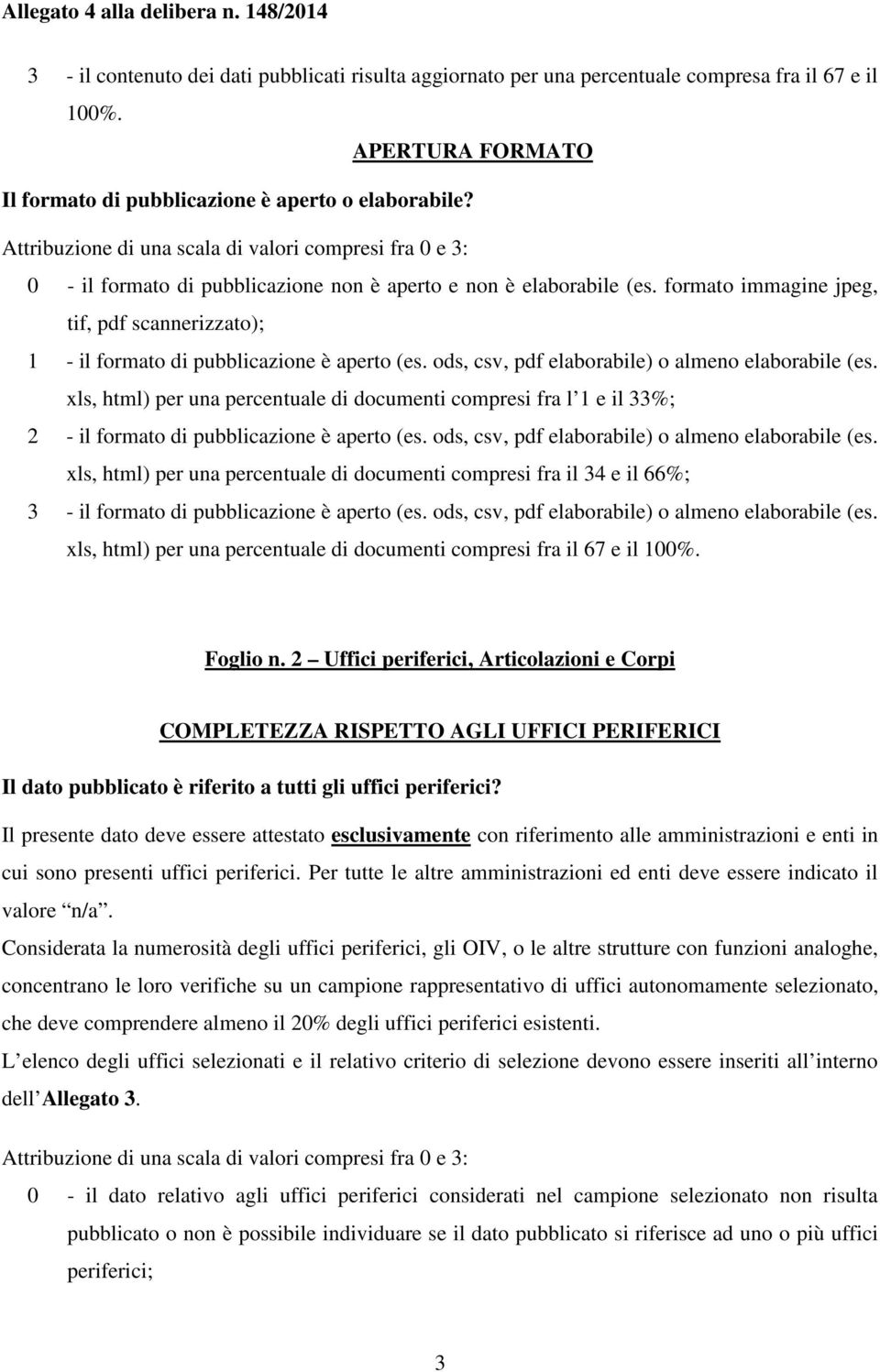 ods, csv, pdf elaborabile) o almeno elaborabile (es. xls, html) per una percentuale di documenti compresi fra l 1 e il 33%; 2 - il formato di pubblicazione è aperto (es.