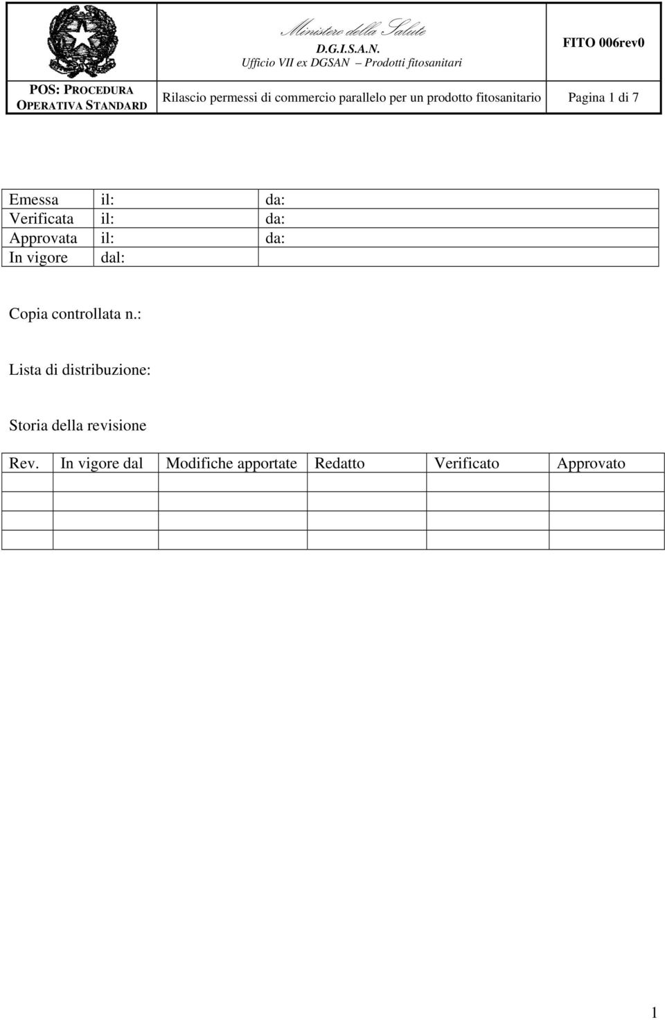 vigore dal: Copia controllata n.