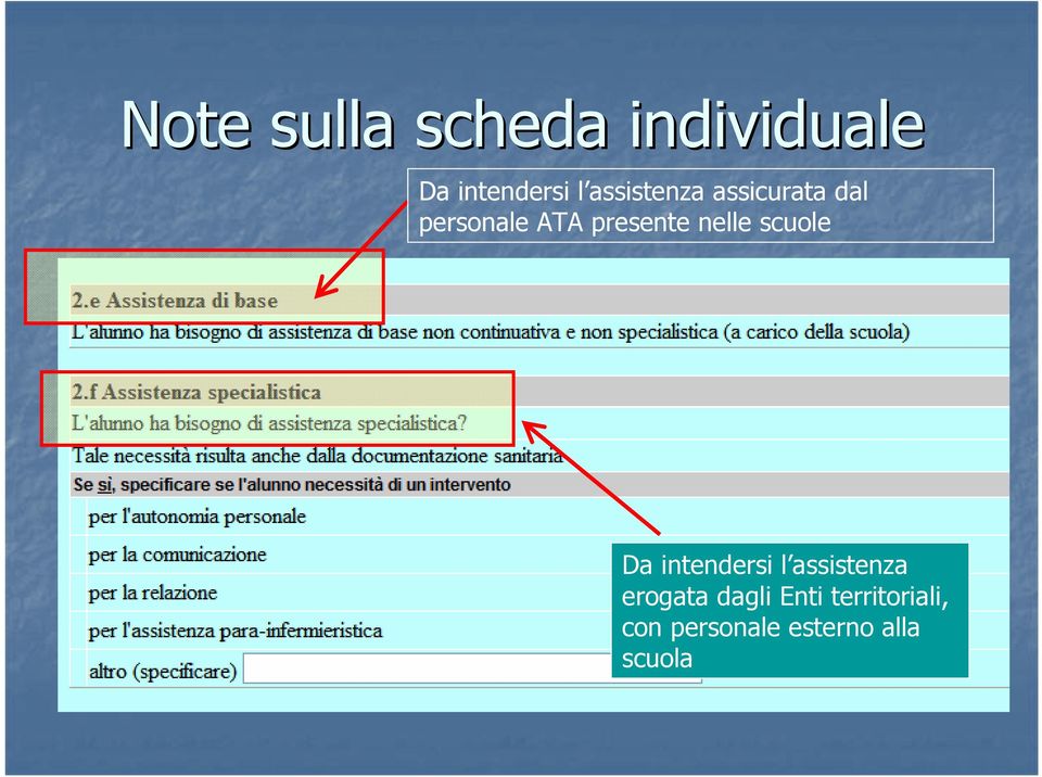 nelle scuole Da intendersi l assistenza erogata