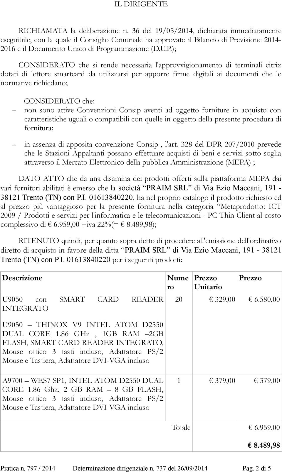 evisione 2014-2016 e il Documento Unico di Pr